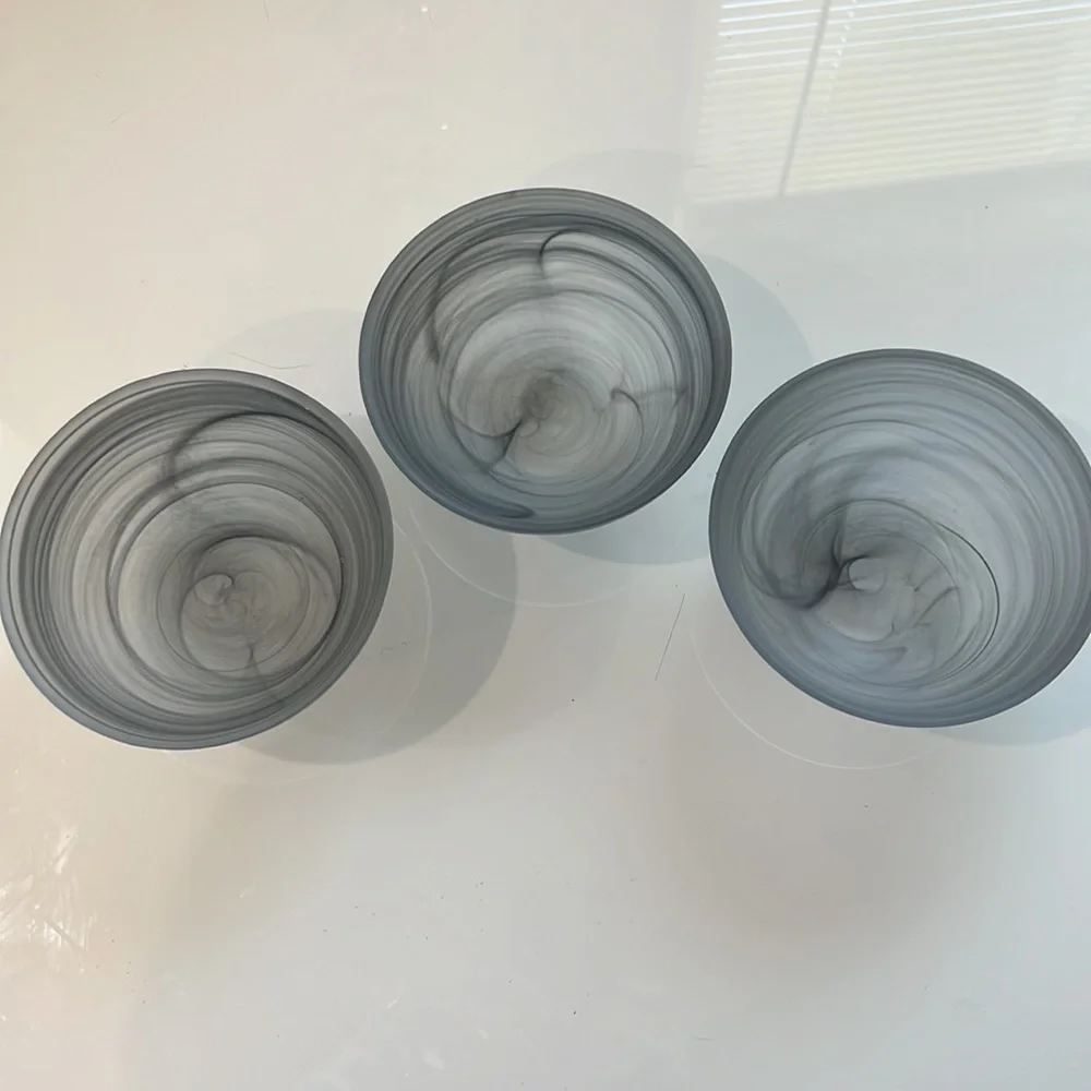 CB2 grey glass serving bowls grey swirls - Picture 2 of 4